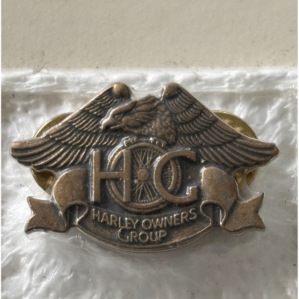 Harley Davidson HOG Harley Owners Group Eagle Wing Lapel Pin Bronze Tone Metal - Picture 3 of 4